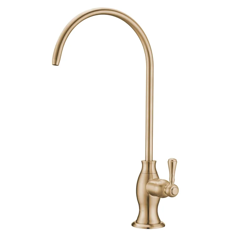 Delle Rosa Brushed Gold Drinking Water Faucet, Non-Air Gap Stainless Steel Kitchen Water Filter Faucet, Classical Water Filtration Faucet for Under Sink Water Filter System Brushed Gold(Light Gold)