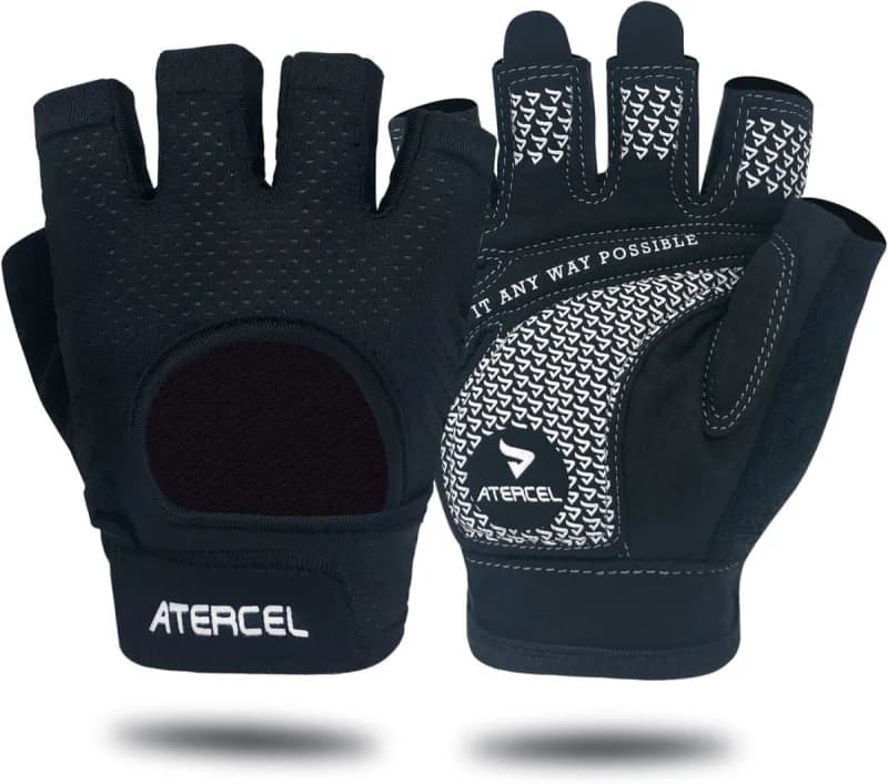 ATERCEL Weight Lifting Gloves Full Palm Protection, Workout Gloves for Gym, Cycling, Exercise, Breathable, Super Lightweight for Men and Women(Black, L)