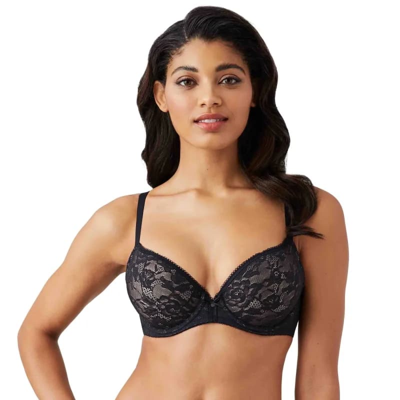Wacoal Women's Lace Finesse T-Shirt Bra, Black/Toast, 34DDD