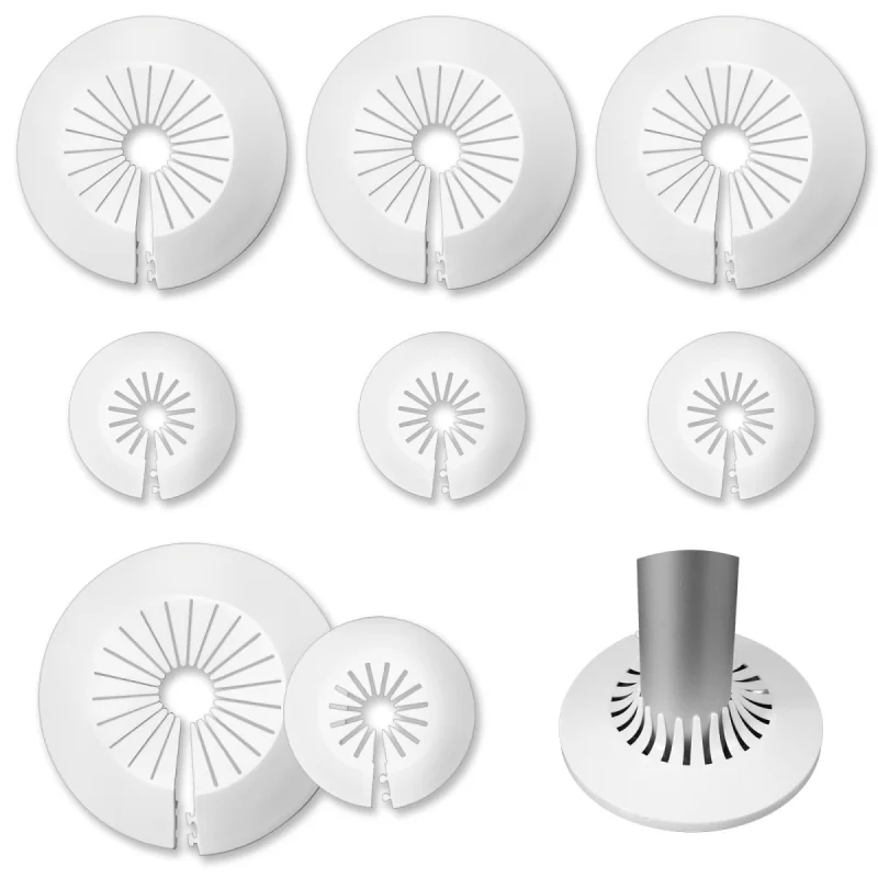 6 PCS Plumbing Cover Plates, 2 Size, Plastic Escutcheon Plate Flange Pipe Covers Larger Trim Rings Plastic Radiator Escutcheon Water Pipe Cover for Bathroom (Apply 0.4" to 1.14"/1.18" to 2.16")
