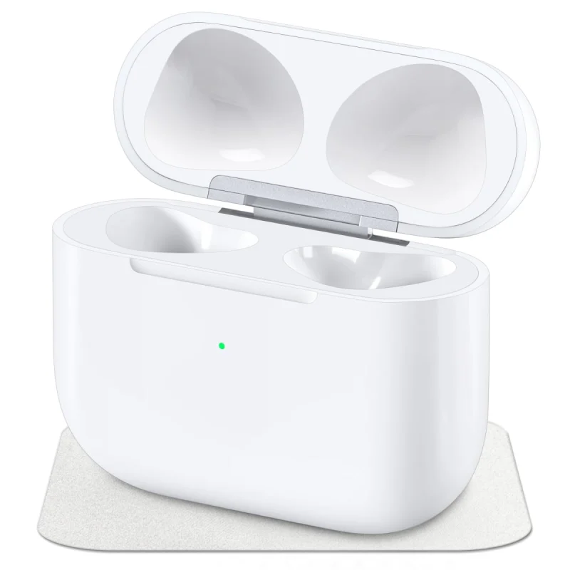Wireless Charging Case Compatible with AirPods 3rd Generation, Case Replacement for AirPods 3, Bluetooth Pairing Sync Button, Includes Gray Microfiber Cleaning Cloth, Earbuds Not Included