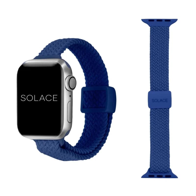 Solace Bands Slim Imperium Adapt Adjustable Nylon Braided Watch Band - Compatible w/All Apple Watches - Solace Apple Watch Bands for Women & Men - Smart Watches Band Series 11 10 9 8 7-1 SE - (Blue)