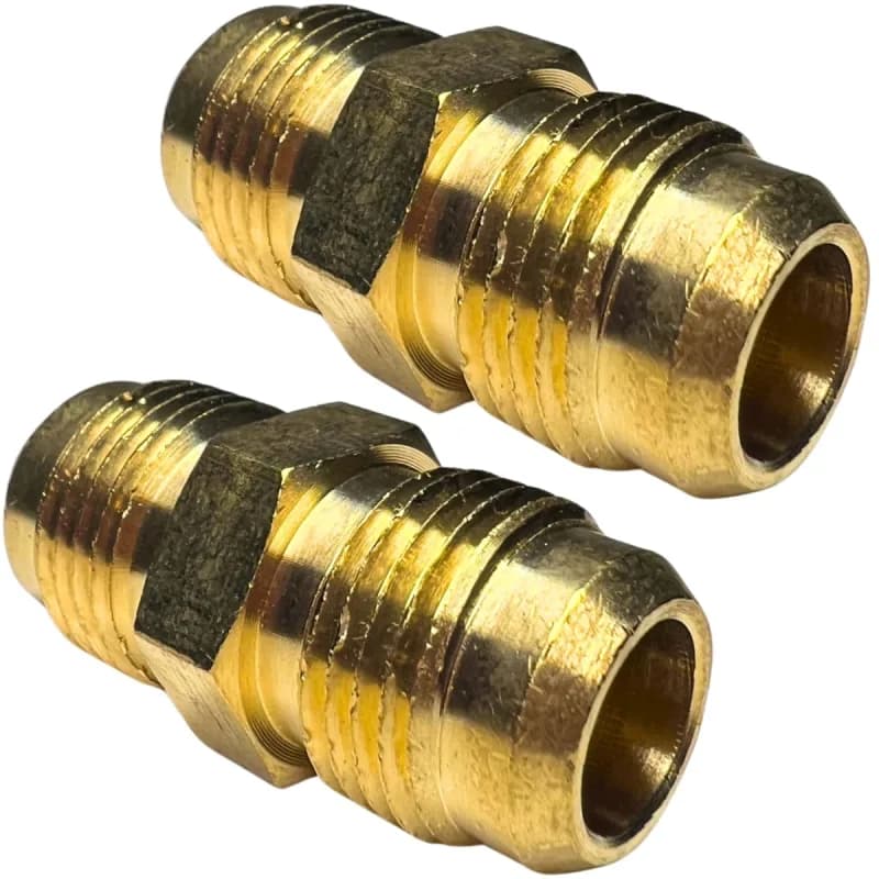 2pcs 3/8 Inch Male Flare x 3/8 Inch Male Flare Connector Gas Adapter Union Pipe Flare Brass Tube Coupler Fitting by CX WONDERLAND