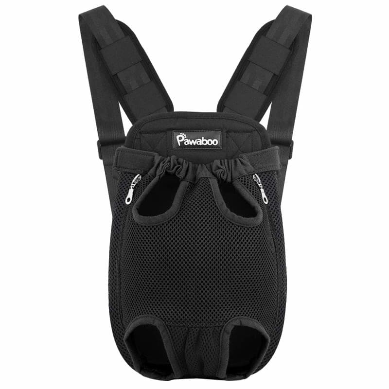 Pawaboo Pet Carrier Backpack, Adjustable Pet Front Cat Dog Carrier Backpack Travel Bag, Legs Out, Easy-Fit for Traveling Hiking Camping for Small Medium Dogs Cats Puppies 5-8lbs, Medium, Black
