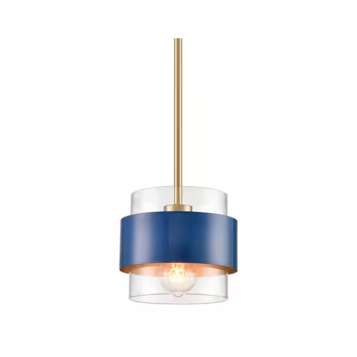 60 Watt 1-Light Gold Finished Shaded Pendant Light with Clear Glass