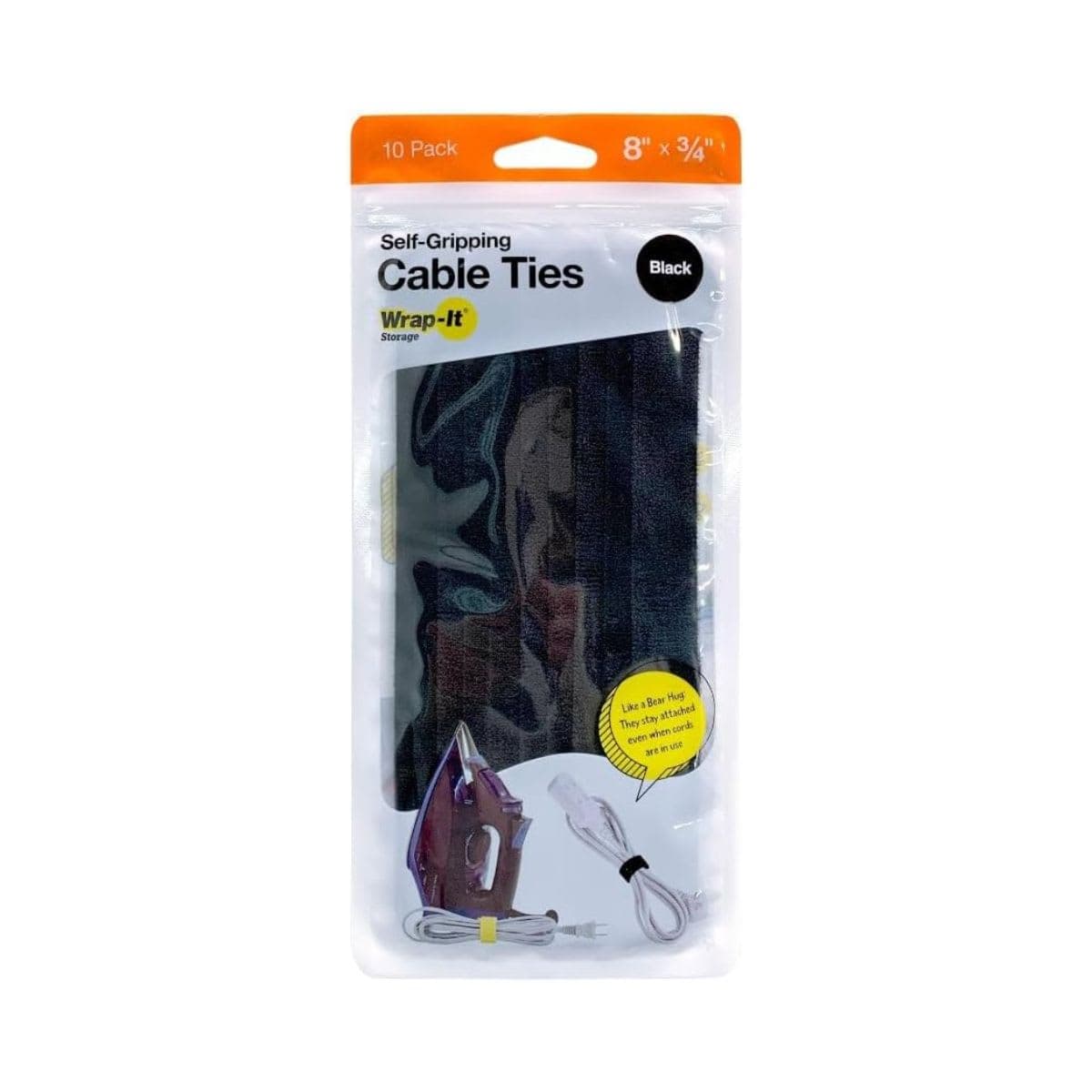 Self-Gripping Cable Ties - 8-in. (10-Pack) Black
