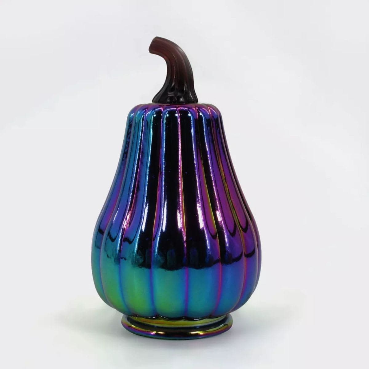 Target Bullseye Halloween 2024 ~ Dark Iridescent Glass Tall Pumpkin Fall ~ NEW — image 1