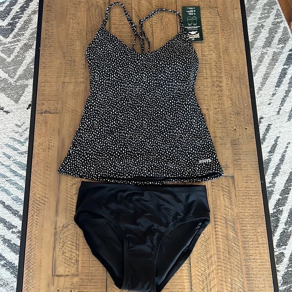 Roots Black and White Polka Dot One Piece Swimsuit - Like New | Swimwear — image 1