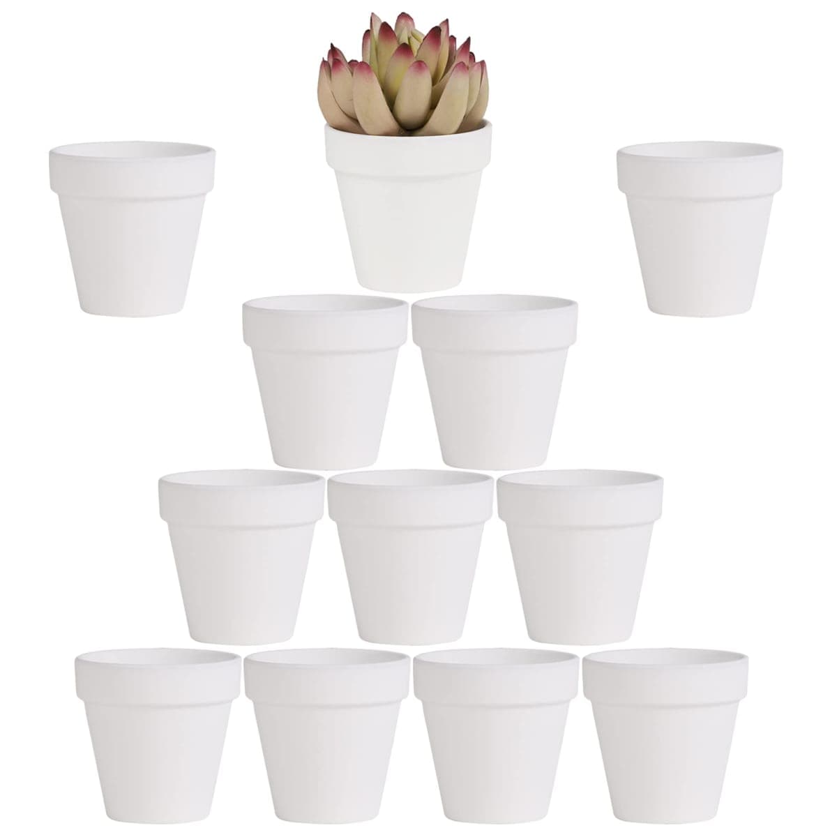 Yishang 2.5 inch White Terracotta Pots with Drainage Holes,Small Mini Clay Ceramic Pottery Planter,Cactus Flower Terra Cotta Pots,Succulents Nursery Pots for Indoor/Outdoor Plants,Crafts-12 Pack — image 1