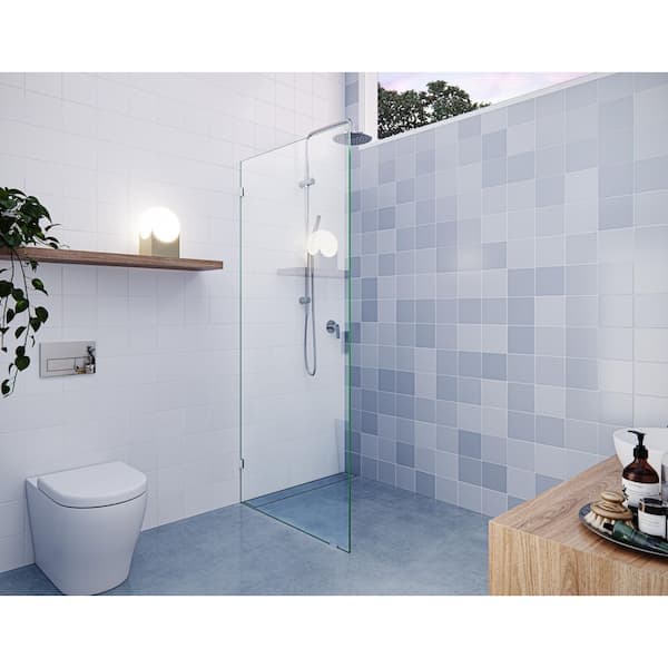 Vela 33.5 in. W x 78 in. H Frameless Fixed Single Panel Shower Door in Chrome Without Handle — image 1