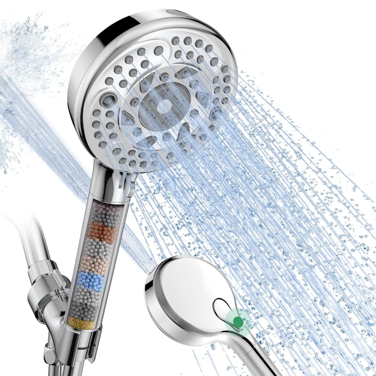 Filtered Shower Head with Handheld, 9-Spray Mode High Pressure Detachable Shower Head with Filters for Hard Water - Remove Chlorine Chrome — image 1