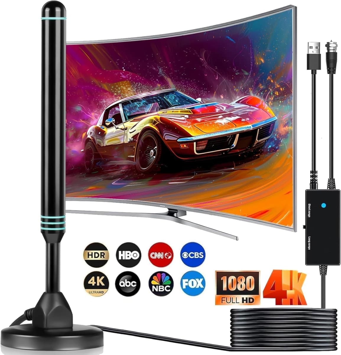 TV Antenna Indoor Antenna for Smart TV for Long Range Reception and All Smart TVs HD Digital Antenna with Amplifier Signal Booster for Local Channels Supports 4K 1080p-2025 Upgrade