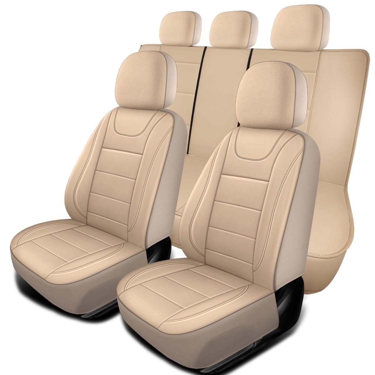 HChengkikz Car Seat Covers, Quilting Leather Seat Covers Full Set, Waterproof Faux Leather Automotive Seat Covers for Cars,Universal Car Seat Protectors Fit for Cars,Suvs,Trucks,Airbag Compatible (N4) — image 1