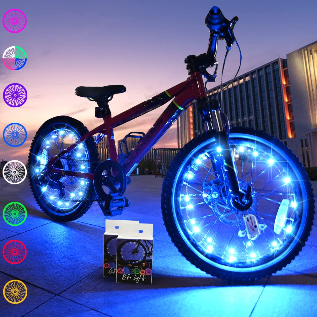 TINANA 2 Tire Pack LED Bike Wheel Lights Ultra Bright Waterproof Bicycle Spoke Lights Cycling Decoration Safety Warning Tire Strip Light for Kids Adults Night Riding (Blue 2pack) — image 1