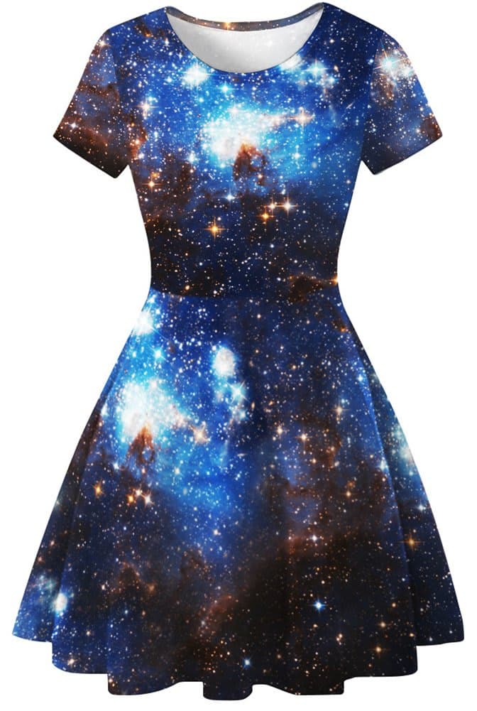 Sister Amy Women's Galaxy Printed Elastic Round Neck Sleeveless Shaping Camisole Skater, A-galaxy, Large — image 1