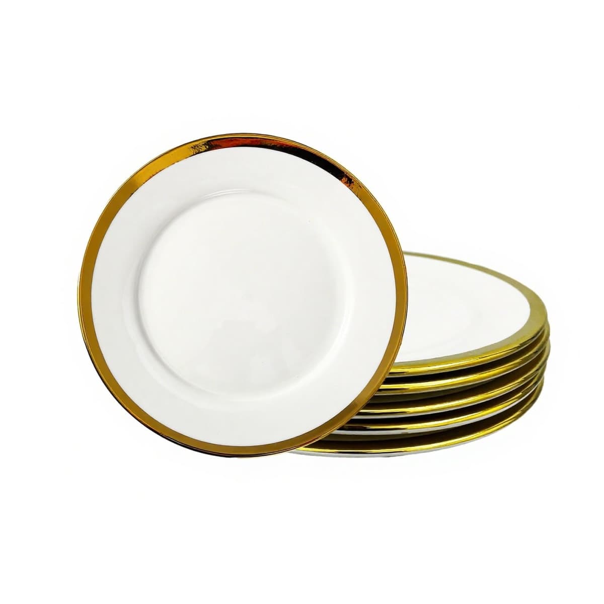 Loymokinar Porcelain Appetizer Plates, Ceramic Round Dessert Serving Plates for Bread, Salad, Snack and Finger Food, Set of 6 Elegant Ceramic Dinner Plates (8 inch) — image 1