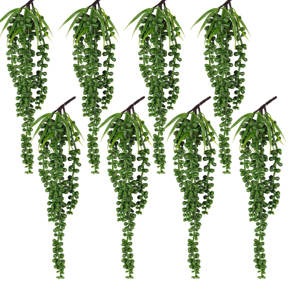 RECUTMS 8pcs Artificial Succulent Plants Hanging String of Pearls Plant Faux Succulent Draping Greenery Unpotted Branch Succulent Plant for Home Office Basket Planter Indoor Outdoor Decor(Green) — image 1