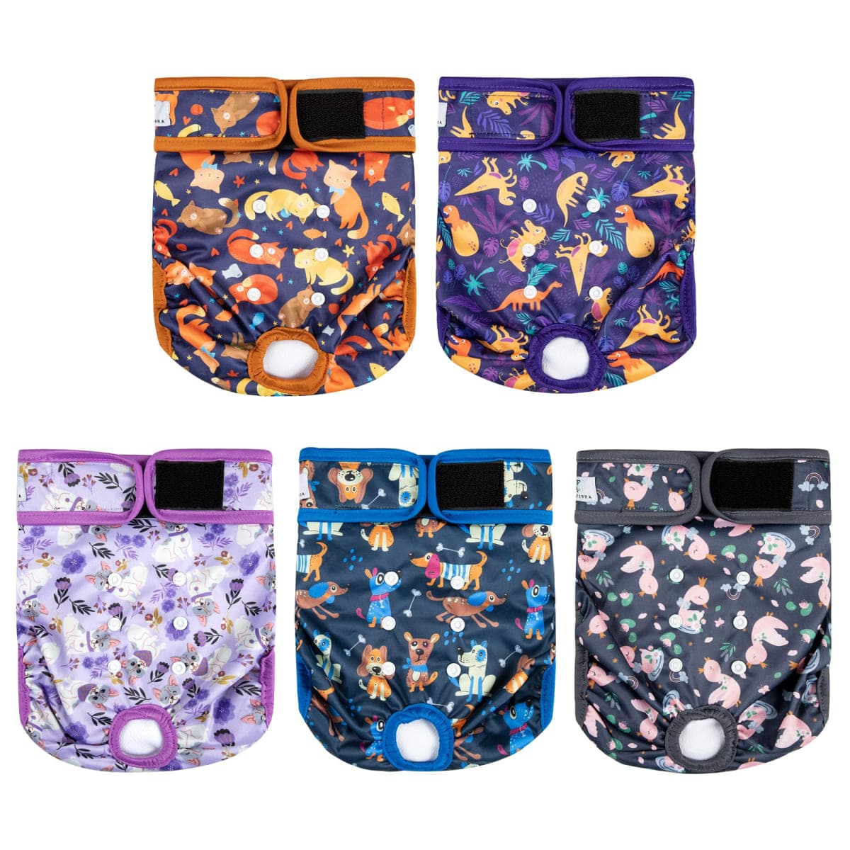 ZINGTERRA 5 Pack Washable Female Dog Diapers,Reusable Diaper for Doggie,Highly Absorbent Dog Diaper,Adjustable Leakproof Puppy Diapers Skirt for Heat,Incontinence,Period Doggy Nappies — image 1