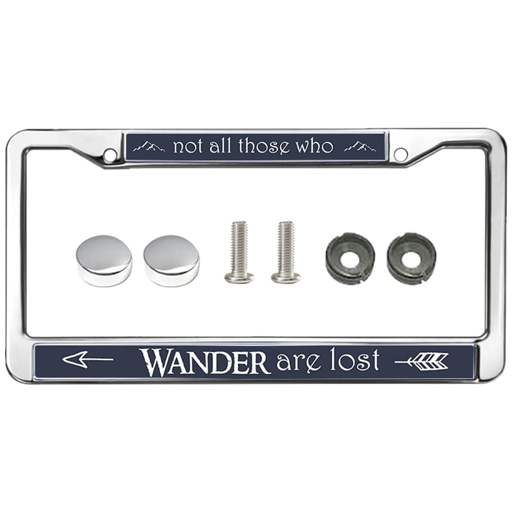 Not All Wander are Lost License Plate Frame Custom Travel Lover Gift License Plate Frame for Birthday Gift Adventure Saying Weather-Proof License Plate Frame with Mounting Kit — image 1