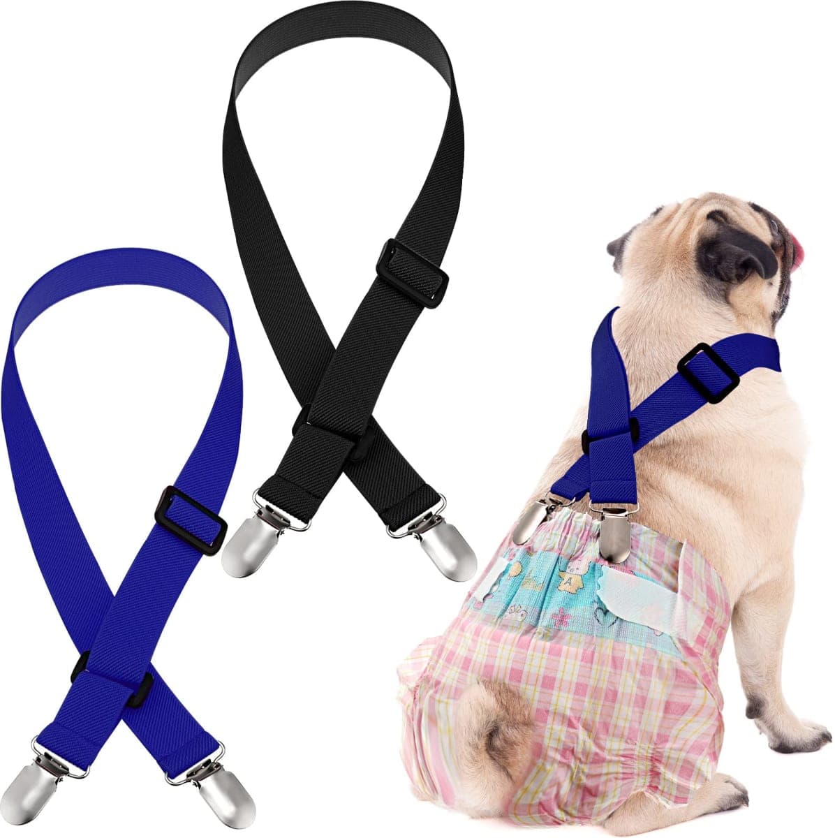 Nuanchu 2 Pieces Dog Suspenders for Diapers Female Male Keeper Suspender Diaper Canine Belly Bands Harness on Your Pet for Dog Skirt and Dress for Small Medium and Large(M) — image 1