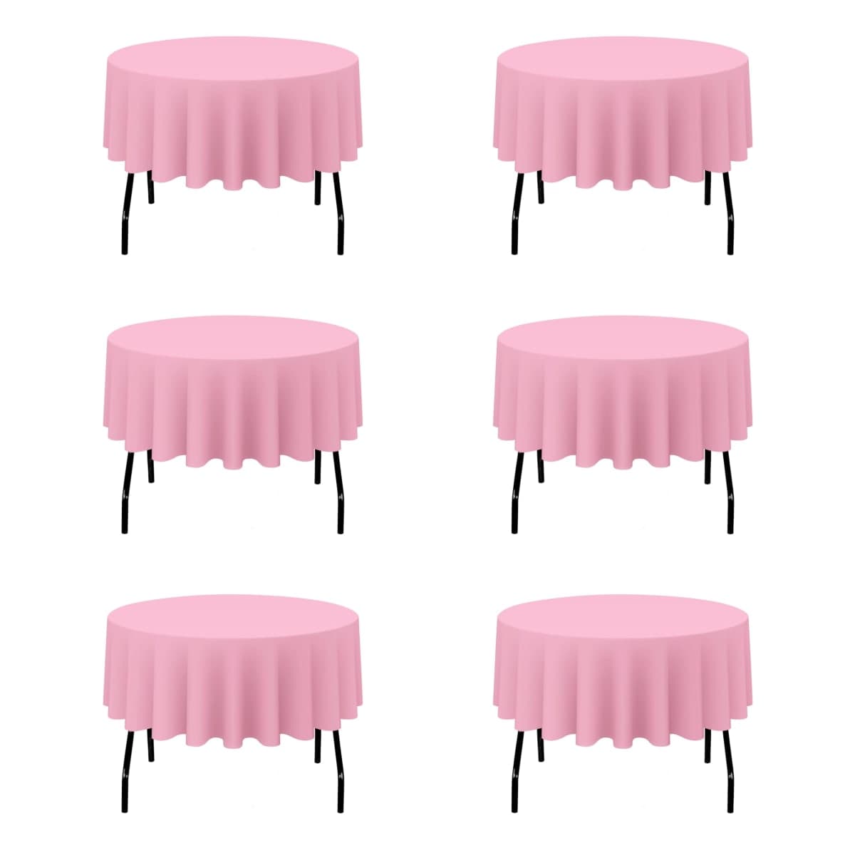 BRILLMAX 6 Pack Pink Round Tablecloths 70 Inch for 30 to 54 Inch Round Tables - Circle Bulk Linen Polyester Fabric Washable Cloth Cover for Wedding Reception Banquet Birthday Party Buffet — image 1