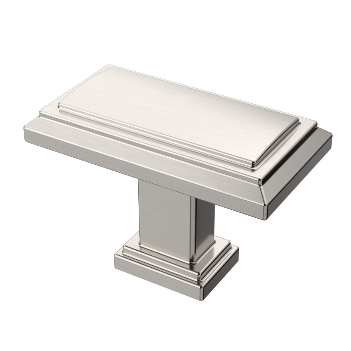 Alzassbg 6 Pack Brushed Satin Nickel Cabinet Knobs, 1.3 Inch(32mm) Kitchen Cabinet Hardware Rectangle Knob for Cupboard and Drawer AL6072SN — image 1