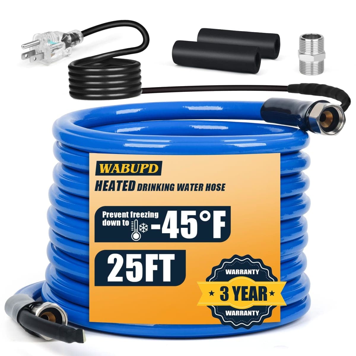 Heated Water Hose for RV,Heated Drinking Water Hose with Thermostat,Lead and BPA Free,1/2" Inner Diameter,Temperatures Down to -40°F Self-Regulating,Blue Appearance (75FT) — image 1