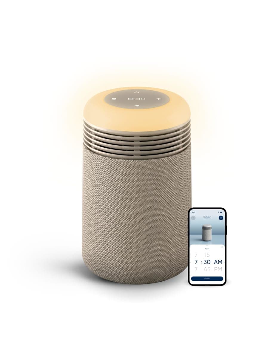 BLUEAIR Purifier for Bedroom - Mini Restful - Sunrise Clock with HEPASilent Filtration and Wake Up Light - Cleans Air and Supports Circadian Rhythm - USB-C and App Connectivity, Beige — image 1