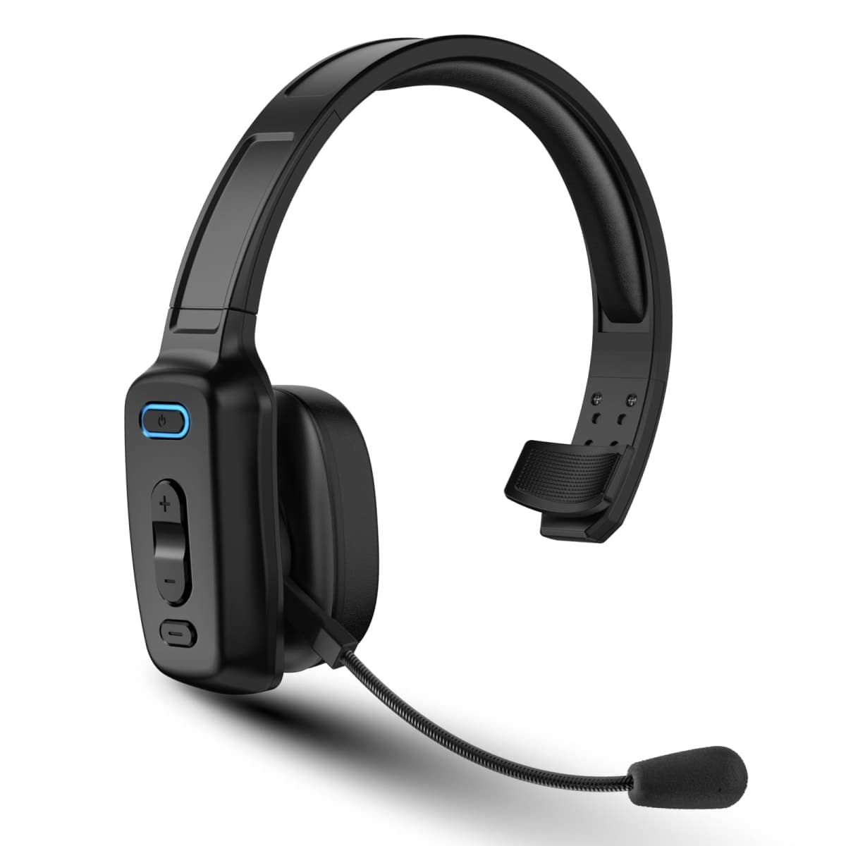 Bluetooth Headset, 60hrs AI Noise Canceling V5.2 Over Head Headphones, Single Ear Trucker Wireless Headset with Mic, Mute Button, Multipoint, for Phones PC Computer Truck Driver Office Work - Black — image 1