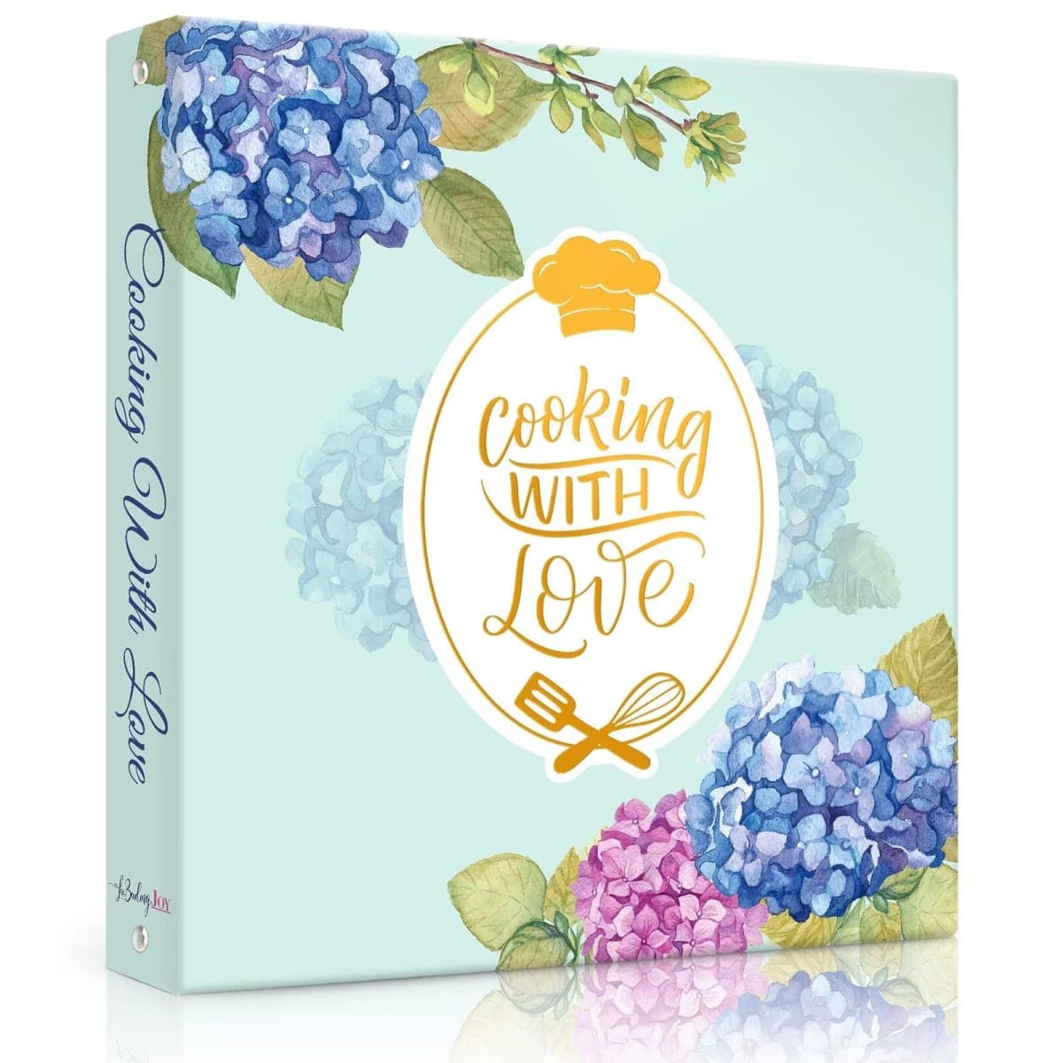 Recipe Binder with Plastic Sleeves, Full Page Cards and Dividers, Recipe Binder 8.5x11 3 Ring, Blank Recipe Book Binder to Write in Your Own Recipes (Blue Hydrangea) — image 1
