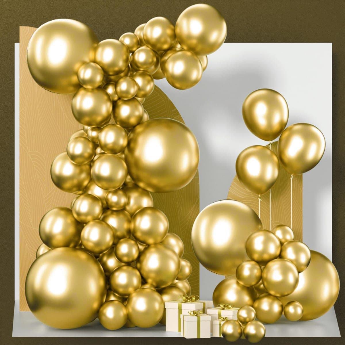 PartyWoo Gold Balloons 140pcs Different Sizes of 18 12 10 5 Inch Gold Balloon Arch Kit Garland for Birthday Wedding Anniversary Baby Shower Graduation Retirement Casino Party Decorations Gold-G101 — image 1