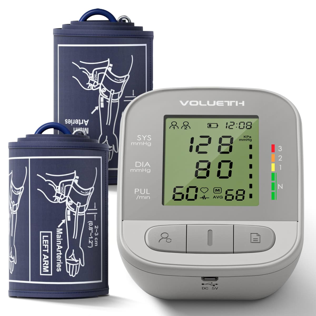VOLUETH Upper Arm Blood Pressure Cuff, Blood Pressure Monitor for Kids & Adult, Small Cuff 7"-9",Medium/Large Cuff 9"-17",Perfect for Health Monitoring — image 1