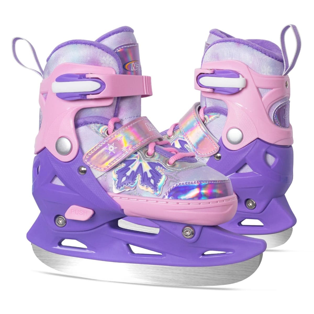 Nattork Adjustable Kids Ice Skates - 4 Size Adjustable Hockey Lace-Up Skates with Warm Plush Lining, Triple Safety Ankle Support, Stainless Steel Blades - Perfect for Boys and Girls Aged 3-12 — image 1