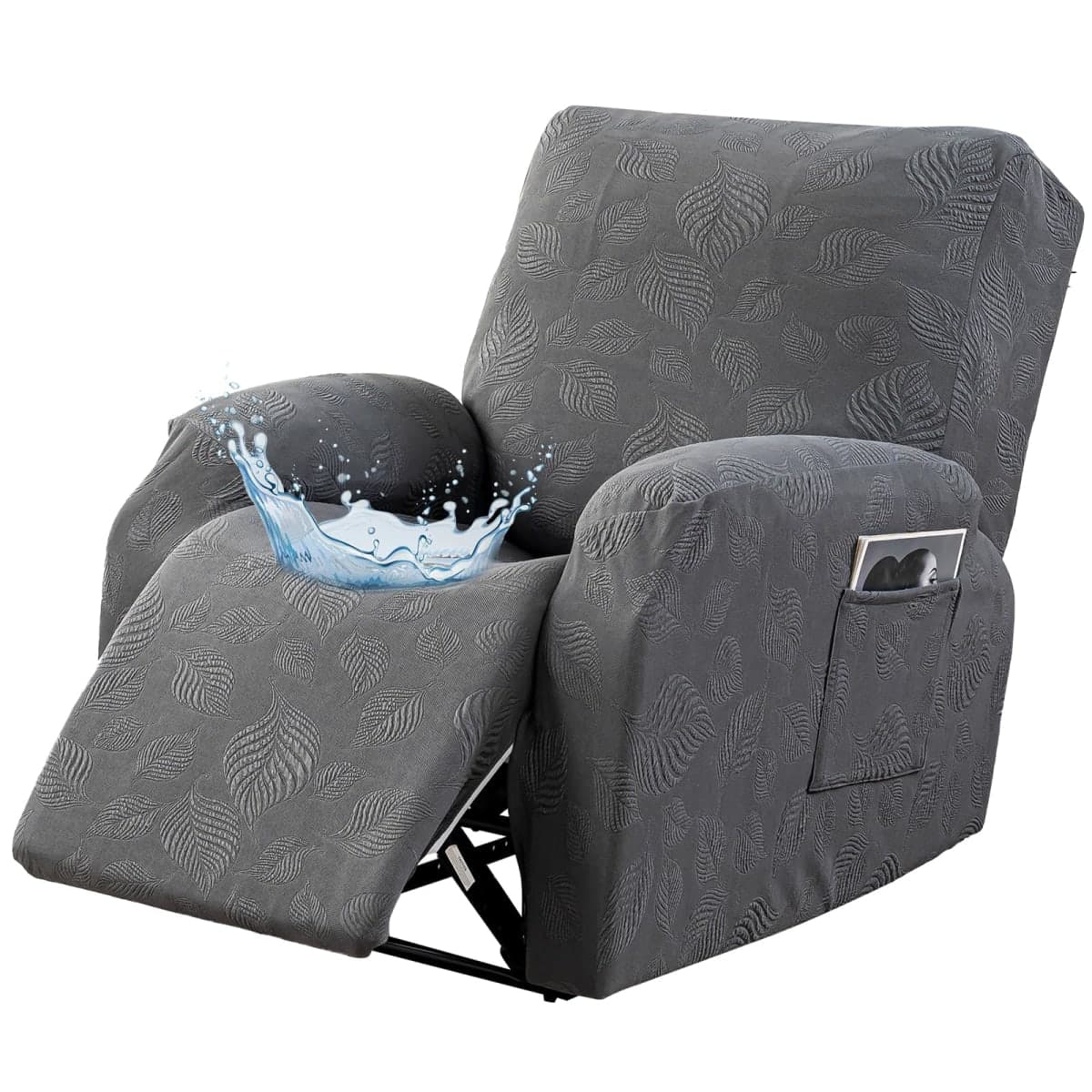 Gennia Recliner Sofa Covers 5 Pieces, Waterproof Sectional Couch Cover Stretch 3 Seat Reclining Couch Cover Soft Sofa Slipcover with Elastic Bottom Furniture Protector for Kis, Pets (Dark Gray) — image 1