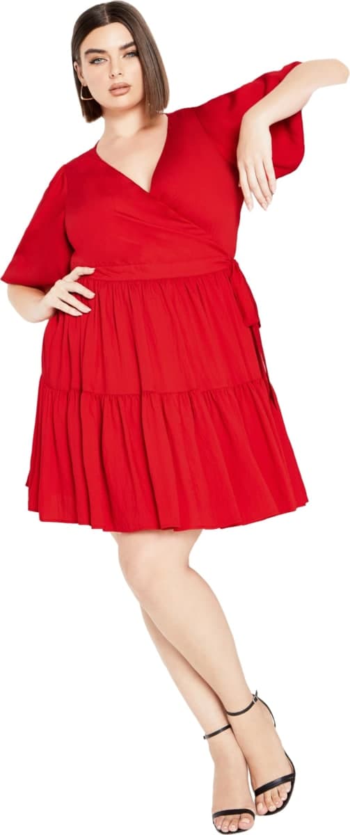 City Chic Plus Size Dress Nikola in Tango RED, Tango Red, 24 Plus — image 1
