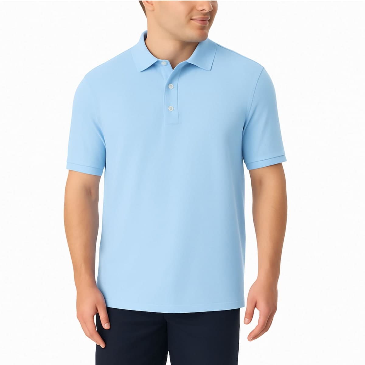 French Toast Young Men's Pique Polo Shirt with Short Sleeves, Light Blue, Large — image 1