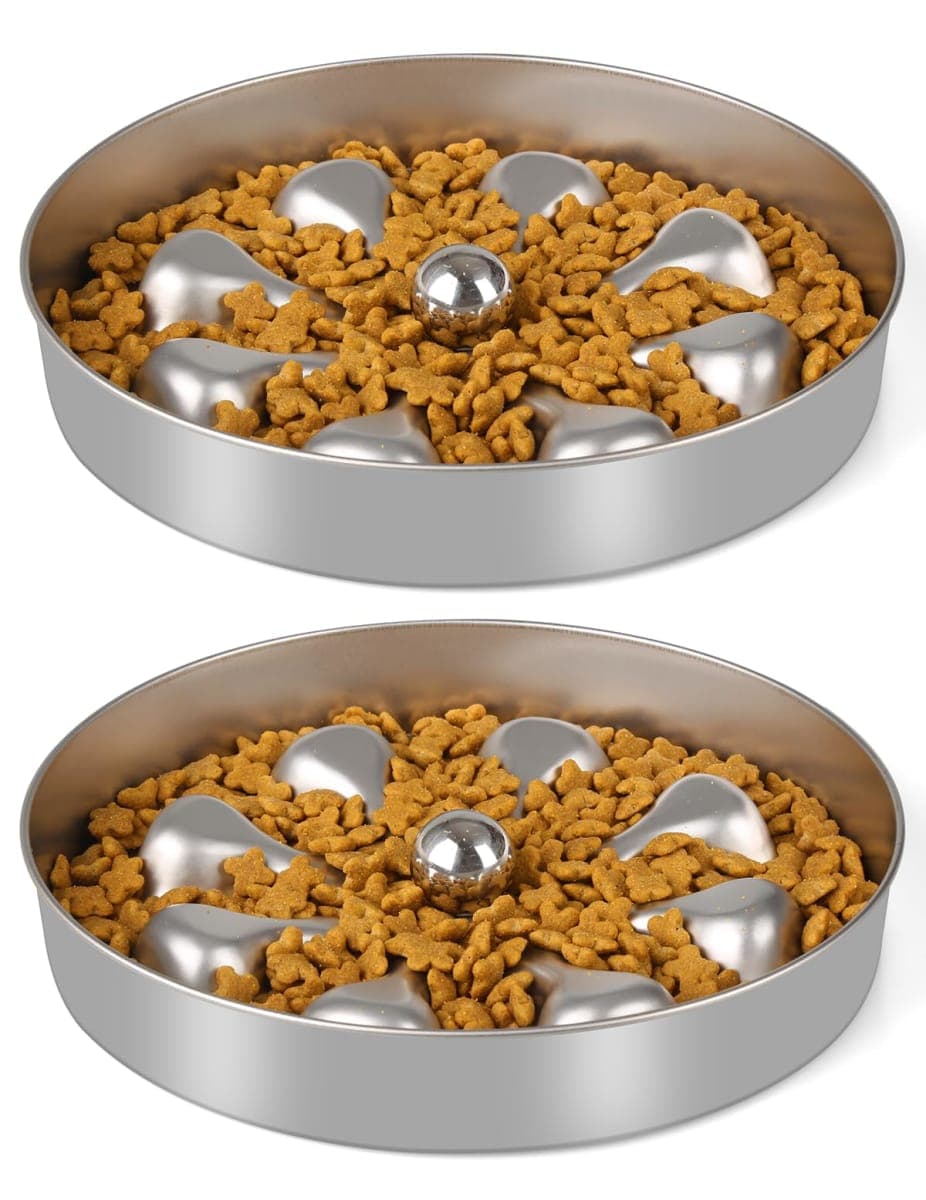 Oiwliur 2-Pack Slow Feeder Dog Bowls – Stainless Steel Metal Bowls with Double-Sided Design, 5 Cups Large Capacity for Dry, Wet, Raw Food, Slow Feeding for All Dog Sizes, Easy to Clean, Non-Slip — image 1