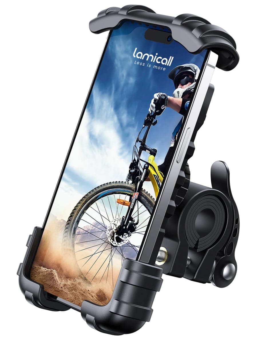 Lamicall Bike Phone Mount, Motorcycle Phone Holder - Motorcycle Bicycle Cell Phone Mount Clamp for Handlebar, Cycling Mount for iPhone 17 Pro Air, 16 Pro 15 Pro Max S25 S26+, 4.7-6.8" Smartphone — image 1