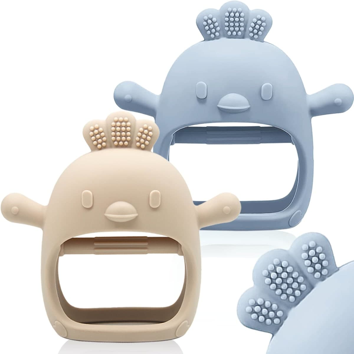 ChooKaChoo 2 Pack Baby Teething Toy Silicone Teething Mitten for Babies Over 3 Months Anti Dropping Wrist Hand Teethers Baby Chew Toys for Sucking Needs, BPA Free — image 1