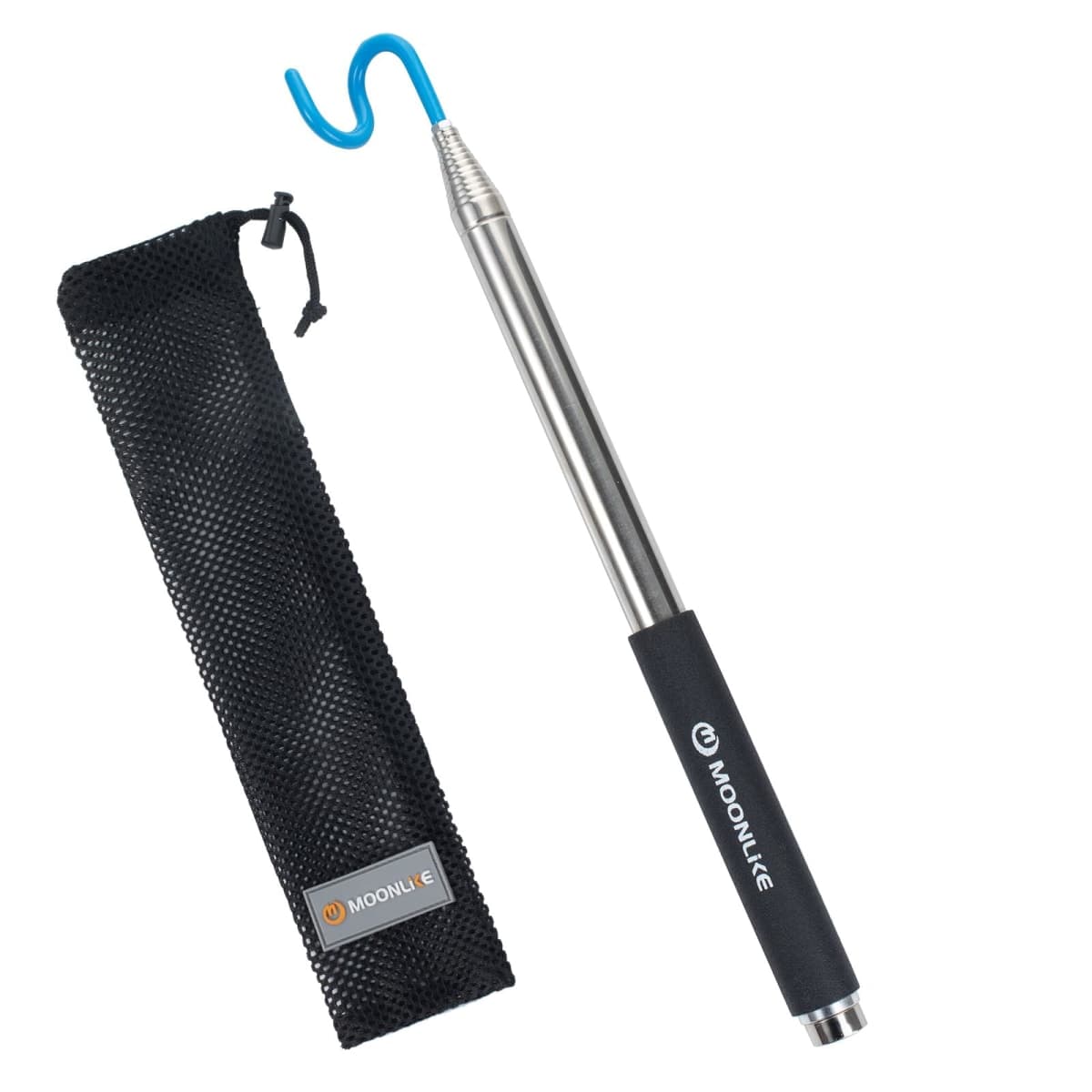 Moonlike Telescoping Pickup Tool Magnetic Pole with Hook, 10 ft Telescopic Grabber Hook Pole Wire Reacher Tool, Push Pull Rod — image 1