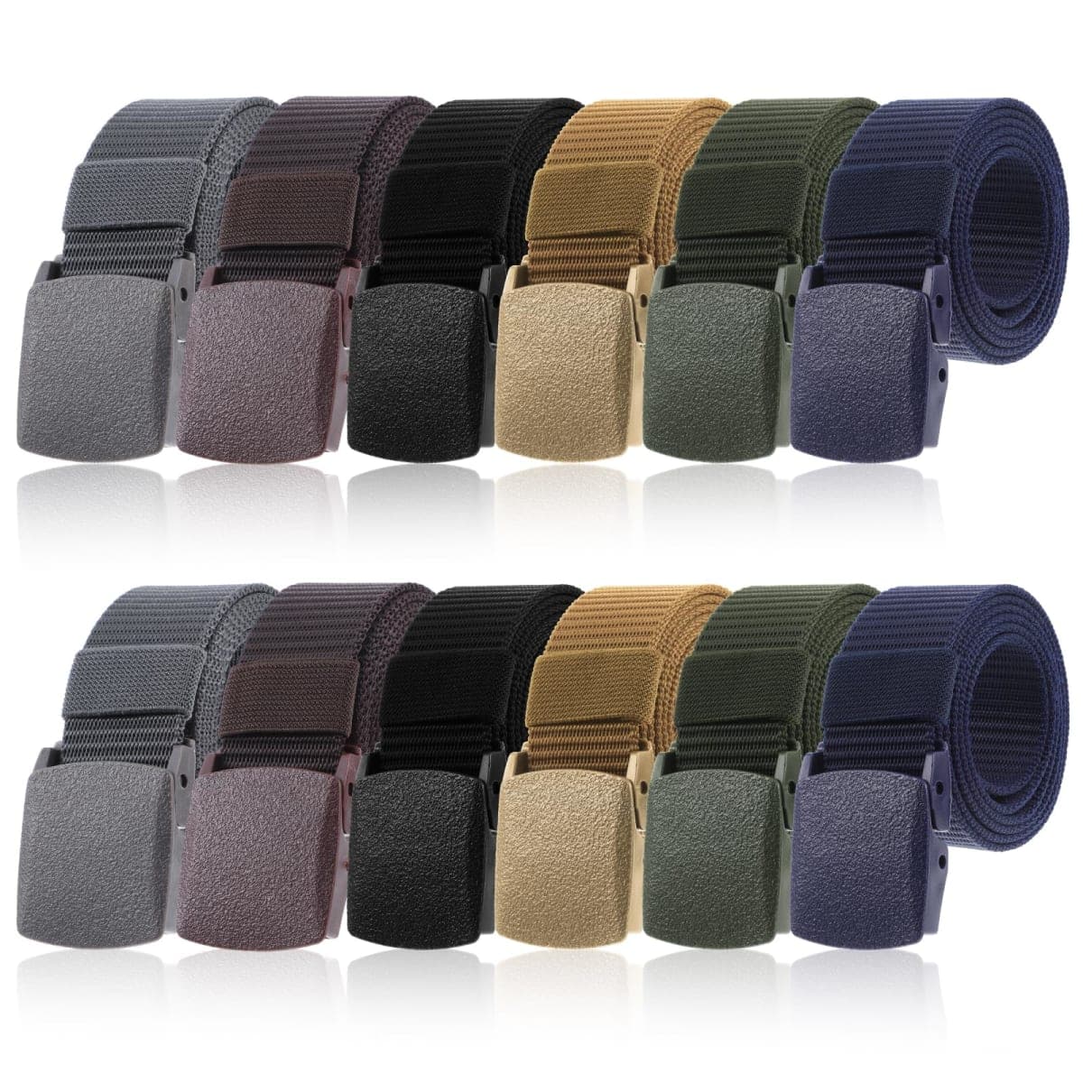 Molain 12 Pack Men's Nylon Belts, Nylon Webbing Canvas Belt Belt for Men Women Plastic Buckle Metal Free Webbing Canvas Work Belts for Outdoors, Hiking Casual, 47inch Length (6 Colors) — image 1