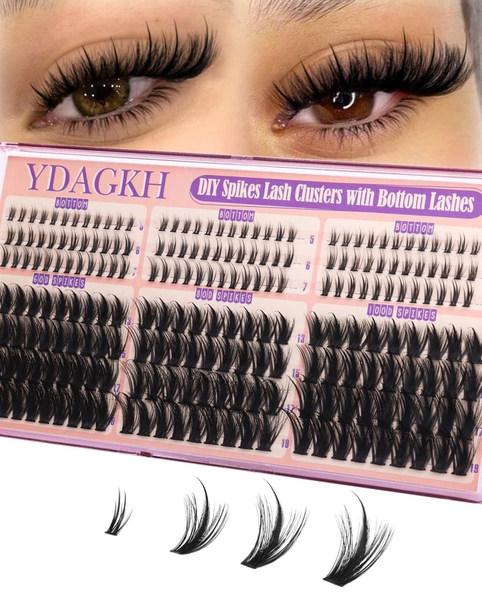 YDAGKH Spiky Lash Clusters 60D 80D 100D Volume Eyelash Cluster Spikes 5-19mm Mega Wispy Cluster Eyelash Extension with Bottom Lashes Fluff Spiky Individuals Eyelashes with Bottom Lash Clusters — image 1