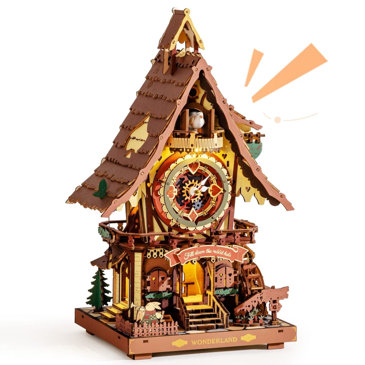 ROKR Cuckoo Clock Mechanical 3D Wooden Puzzle Kit for Adults, DIY Wooden Clock Model Building Set, Unique Home Decor Gift for Women Men — image 1