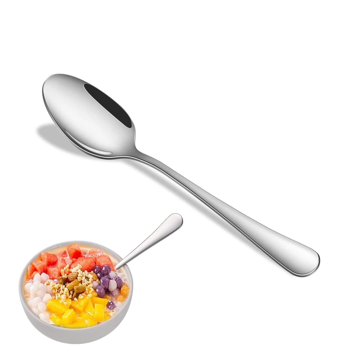8-Piece 6.7 Inches Stainless Steel Tea Spoon,Durable Dishwasher Safe Teaspoons,Silverware Dessert Spoons for Kitchen,Small Spoons for Restaurant,Hotel — image 1