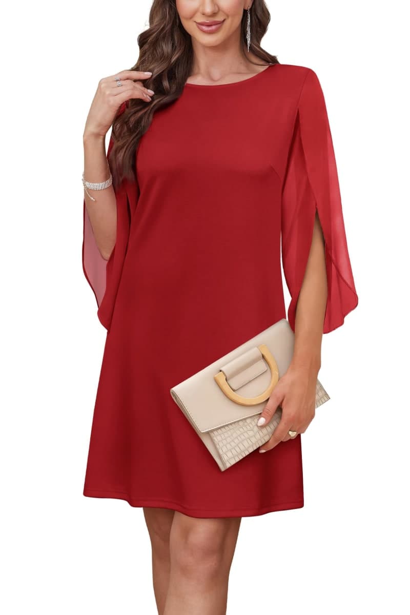 RUMIA Womens Cocktail Dresses Flutter Sleeve Wedding Guest Dresses for Women 2026 Trendy, Red, Large — image 1