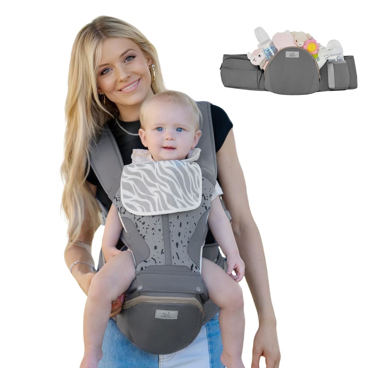 MOMTORY StowNGO Pro Safety-Certified Ultra Storage Baby Carrier, Deep Grey — image 1
