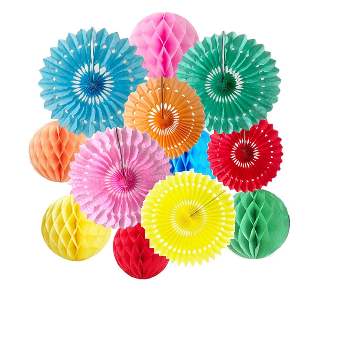12pcs 6'' 8'' Honeycomb Balls Tissue Paper Fans Party Honeycomb Ball Fans — image 1
