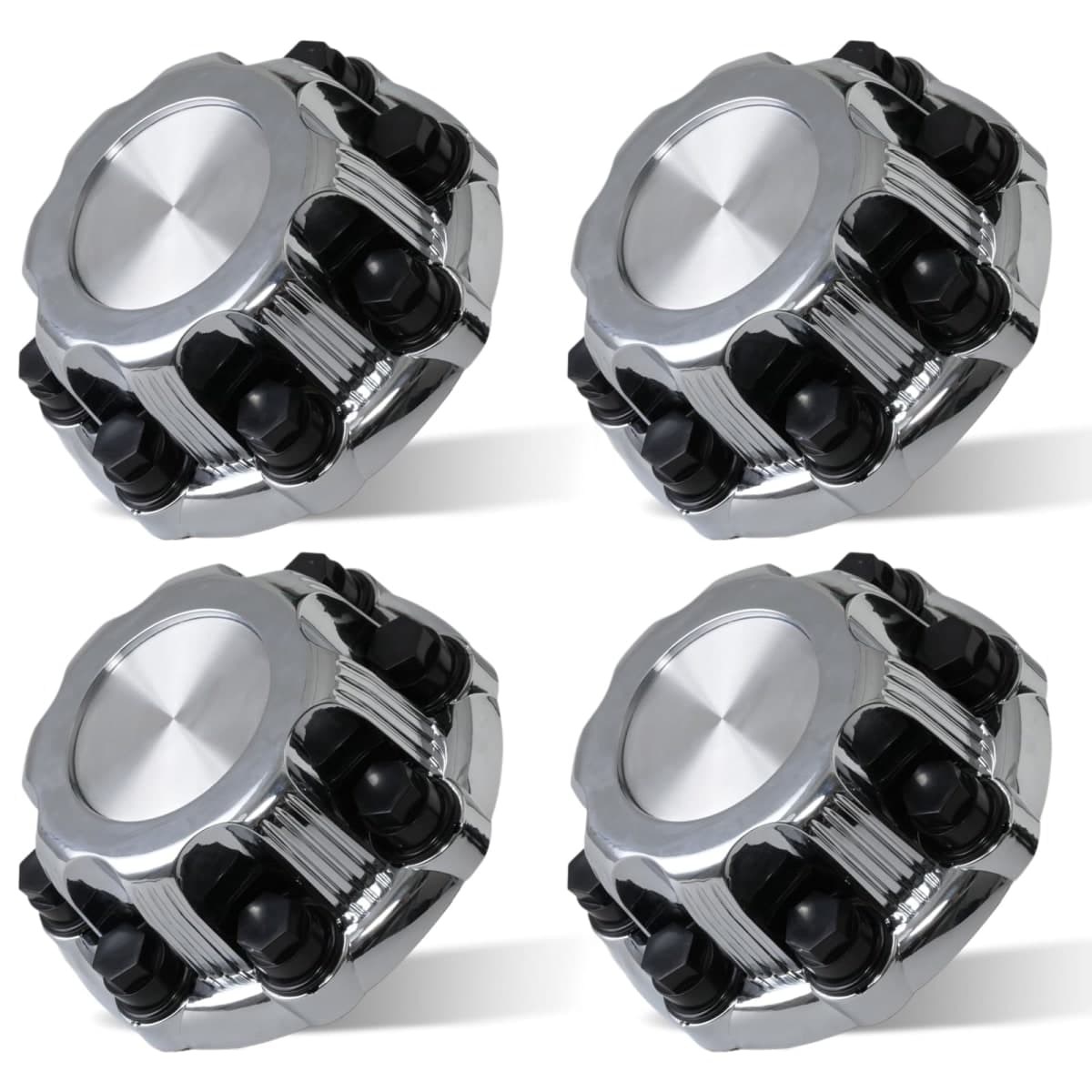 snobli (Set of 4) Chrome Wheel Center Caps 8 Lugs Compatible with Select 16 Inch Van & Truck - Replacement 15039489, 15039488, 9597169, 9597170 — image 1