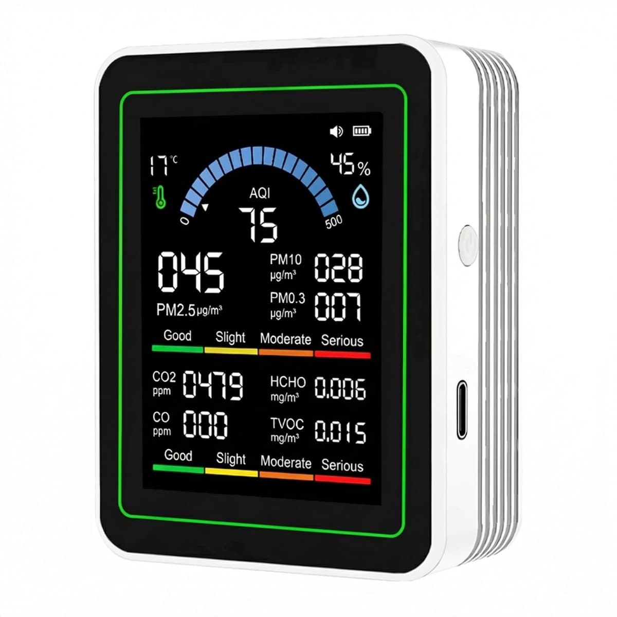 Air Quality Monitor Indoor, 10 in 1 Portable Smartair Quality Tester for CO2 | CO | TVOC | HCHO | Temp | AQI | PM0.3-1 Detection Hum for Home Cars Plants, Pets, Car, Hotel — image 1