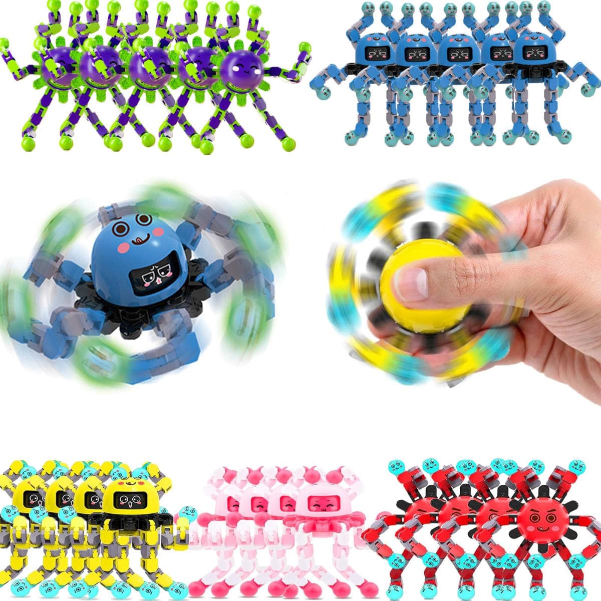 10 Pcs Transformable Fidget Spinner Toys for Kids, Stress Relief Sensory Toys for Autism ADHD, Birthday Party Favors, Easter Basket Essentials, Classroom Prizes, Stocking Stuffers for Boys Girls — image 1